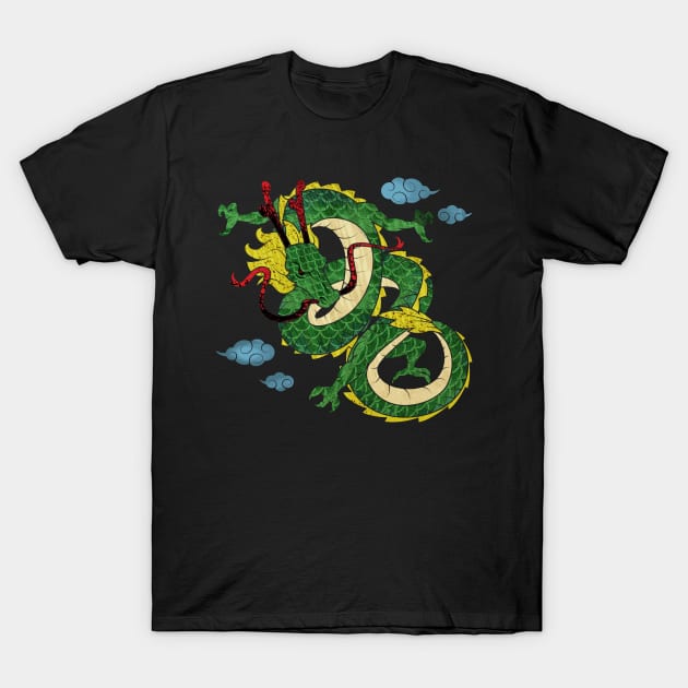 Chinese Dragon Illustration Mythology T-Shirt by Foxxy Merch